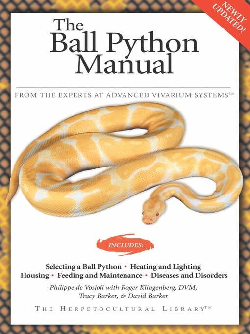 Title details for The Ball Python Manual by Philippe  de Vosjoli - Available